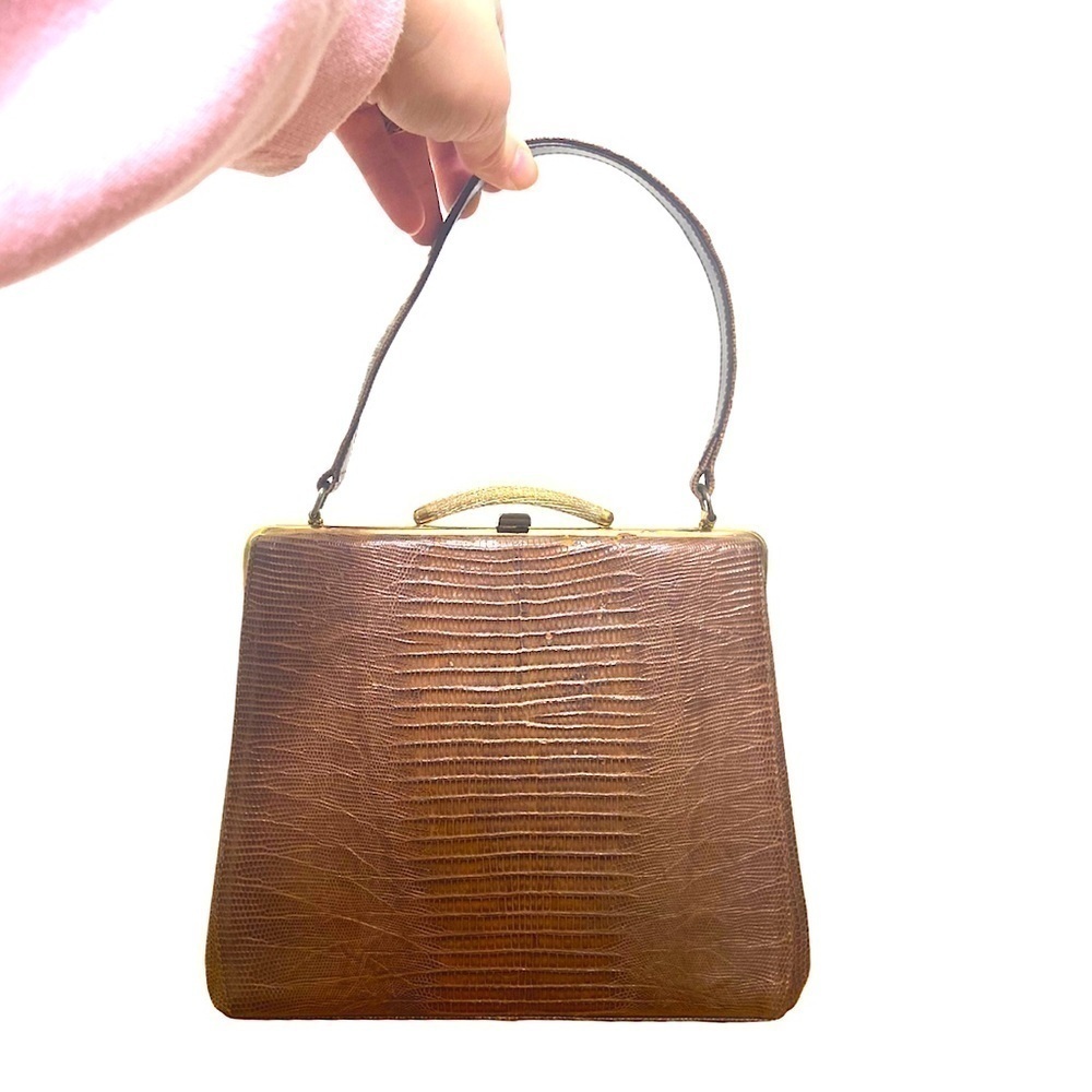 VINTAGE snakeskin faux leather accordion mini bag
